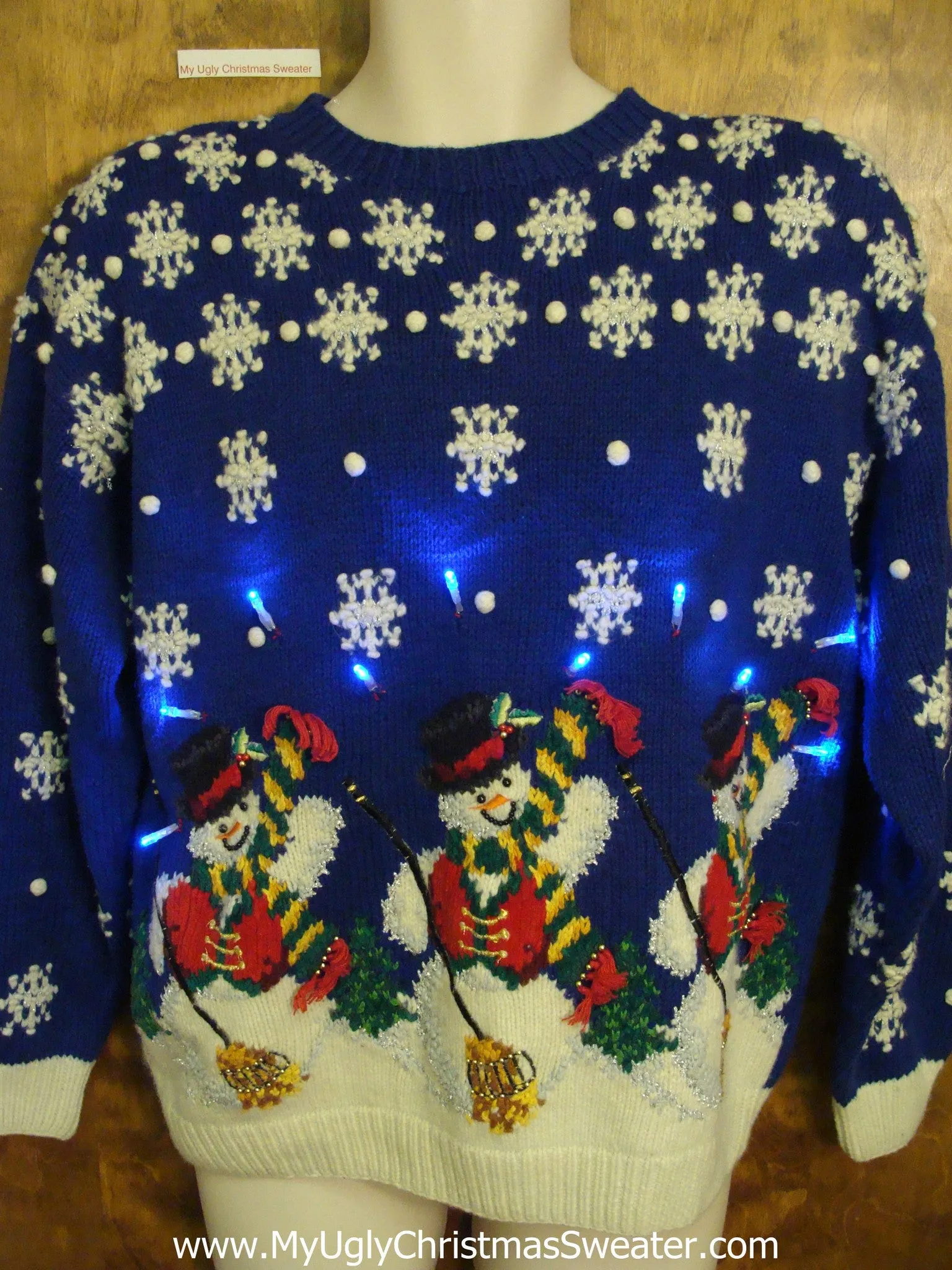 Best 80s 2sided Snowmen Light Up Ugly Xmas Sweater