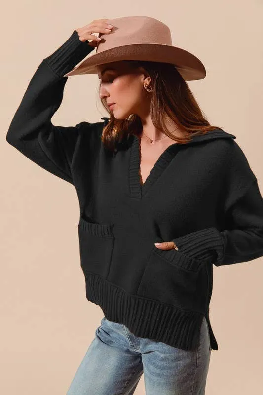 Flap Collar Sweater Pullover Top