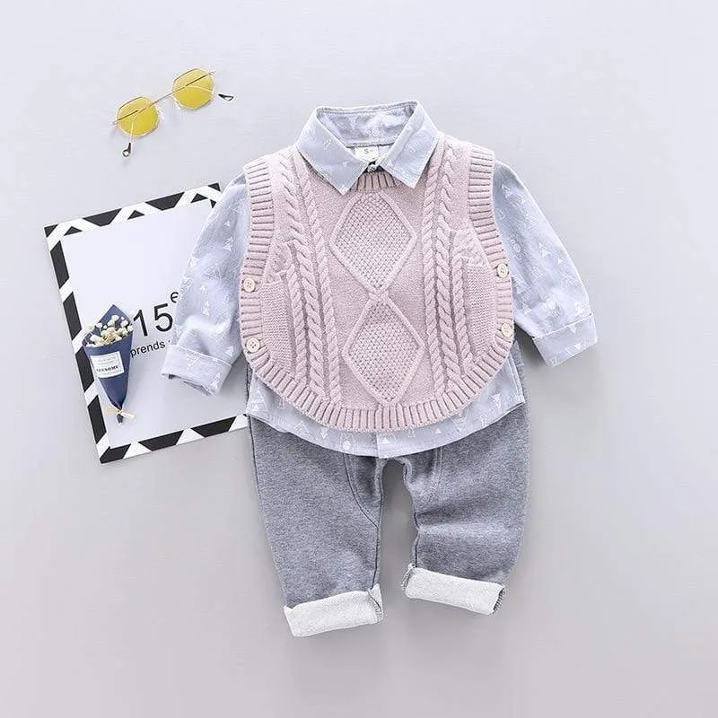 Knitted Sweater Vest Boy Outfit