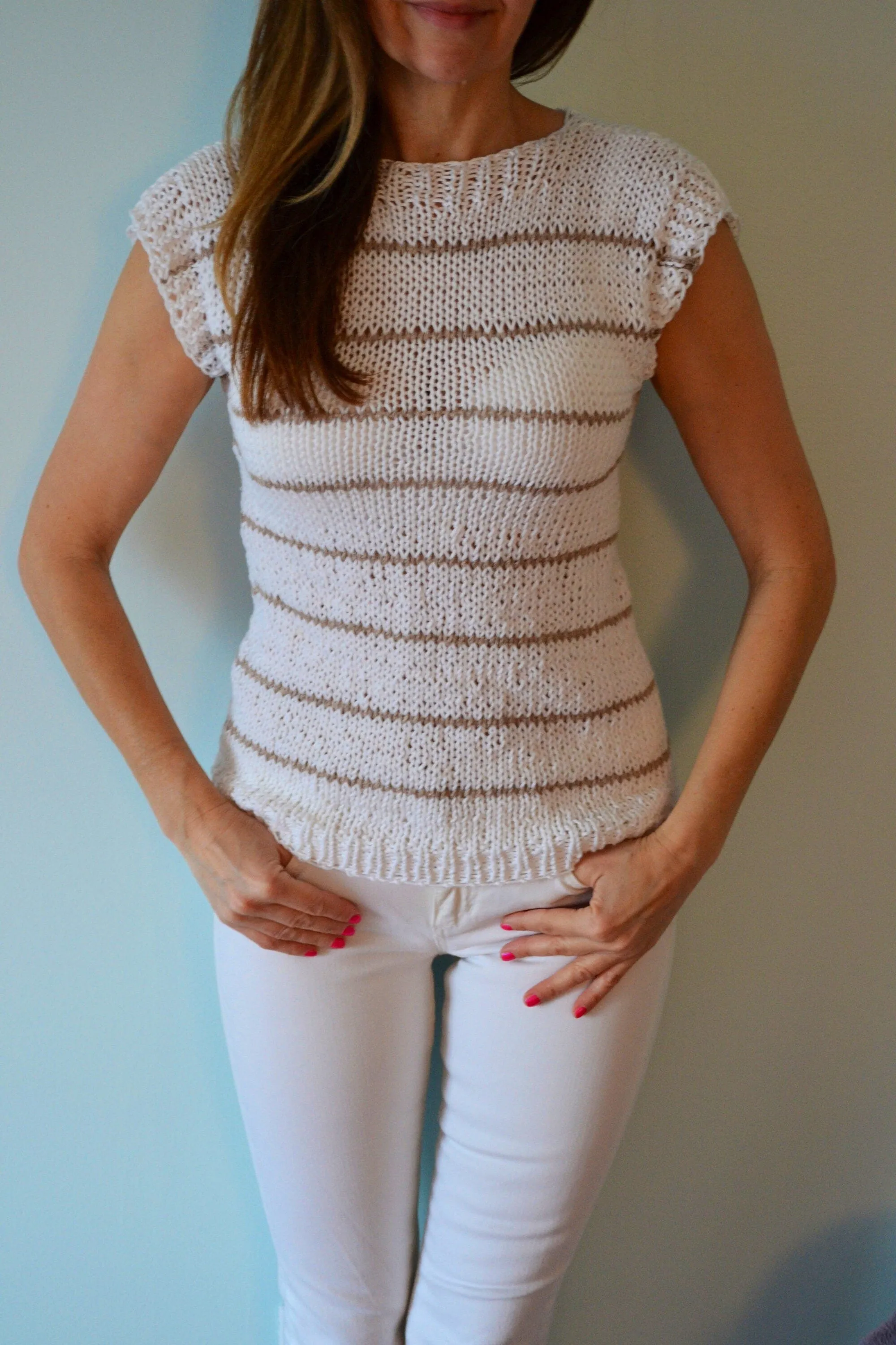 KNITTING PATTERN DIY Basic Cotton Tank Top Women's Knit Top, Seagrass Tank Top, Summer Knit Top, Cotton Top, Easy Knit Tie Top