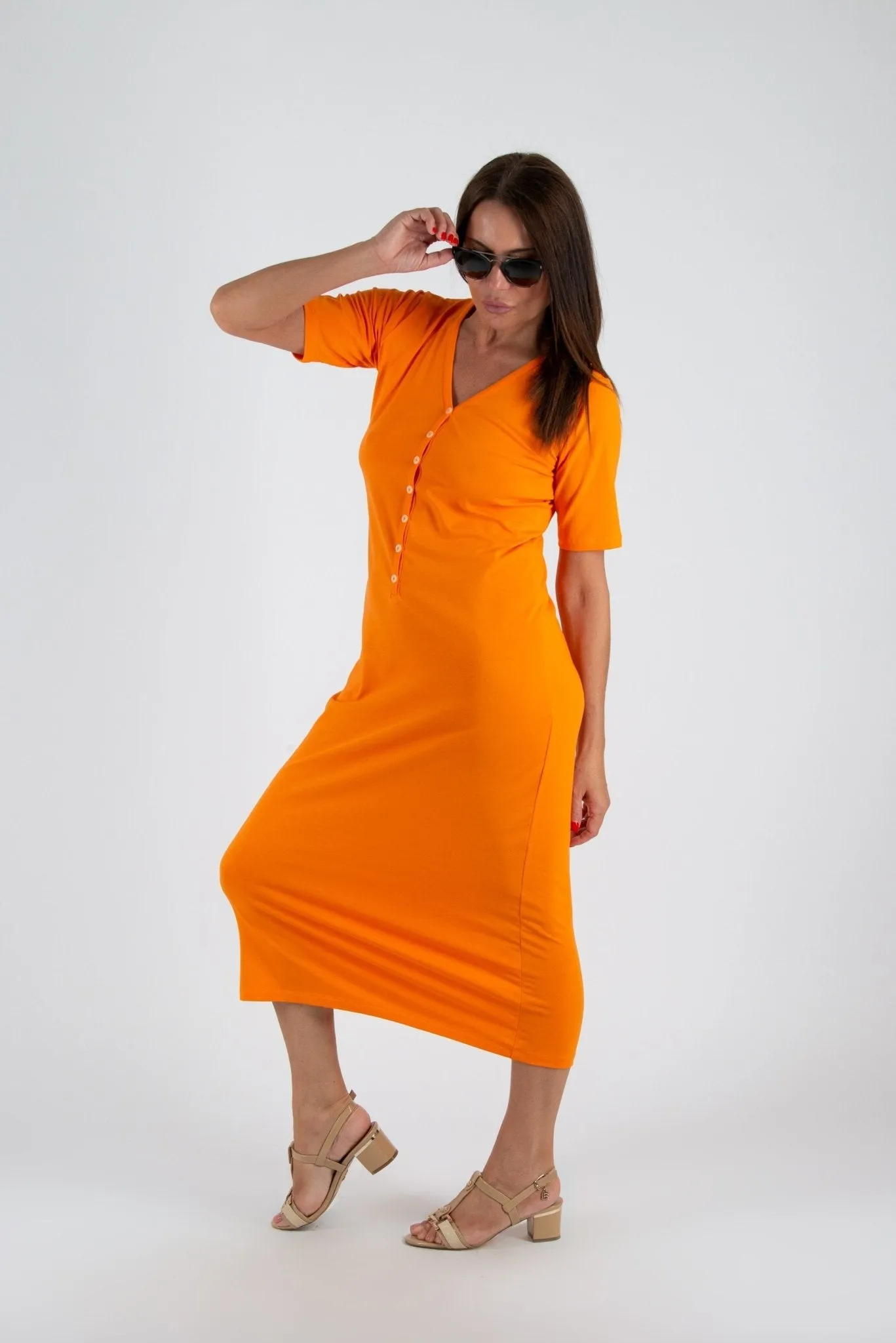 KRISTA V Neck Jersey Dress