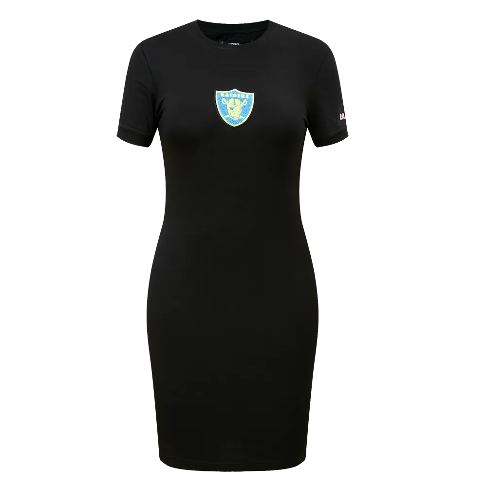 LAS VEGAS RAIDERS WASHED NEON BODYCON DRESS (BLACK)