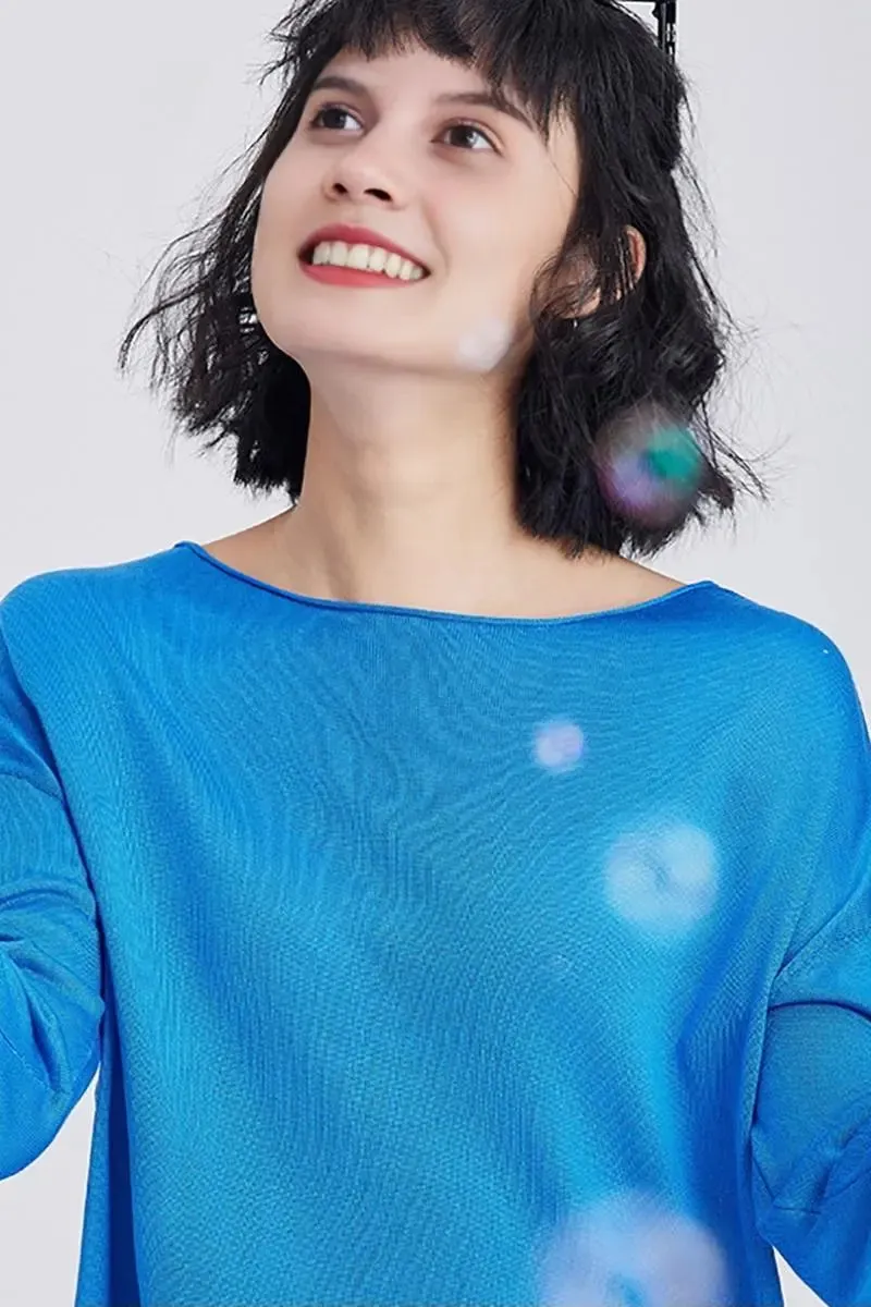 Lightweight Tencel Blend Long Sleeve Knit Top