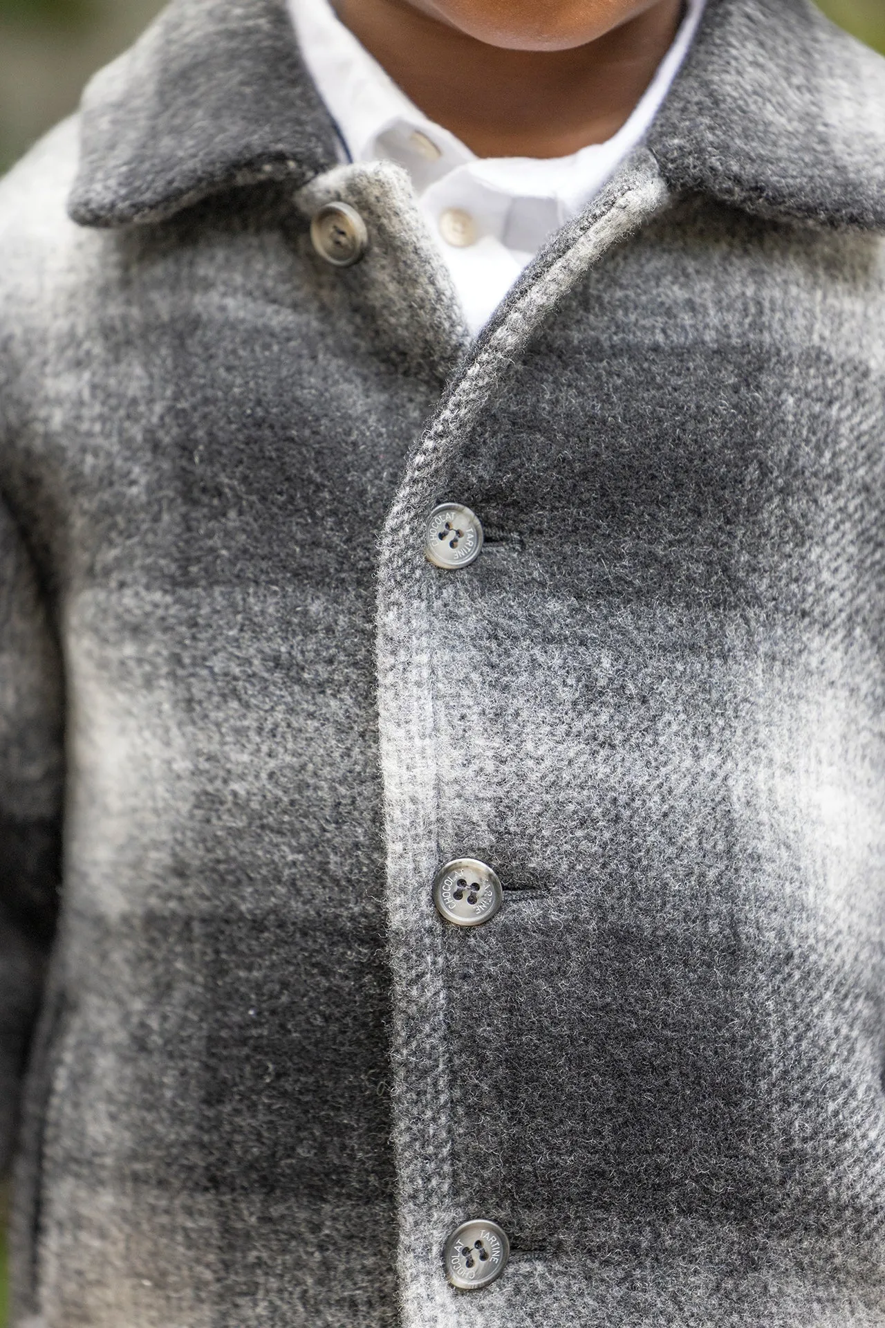 Manteau - Gris laine carreaux