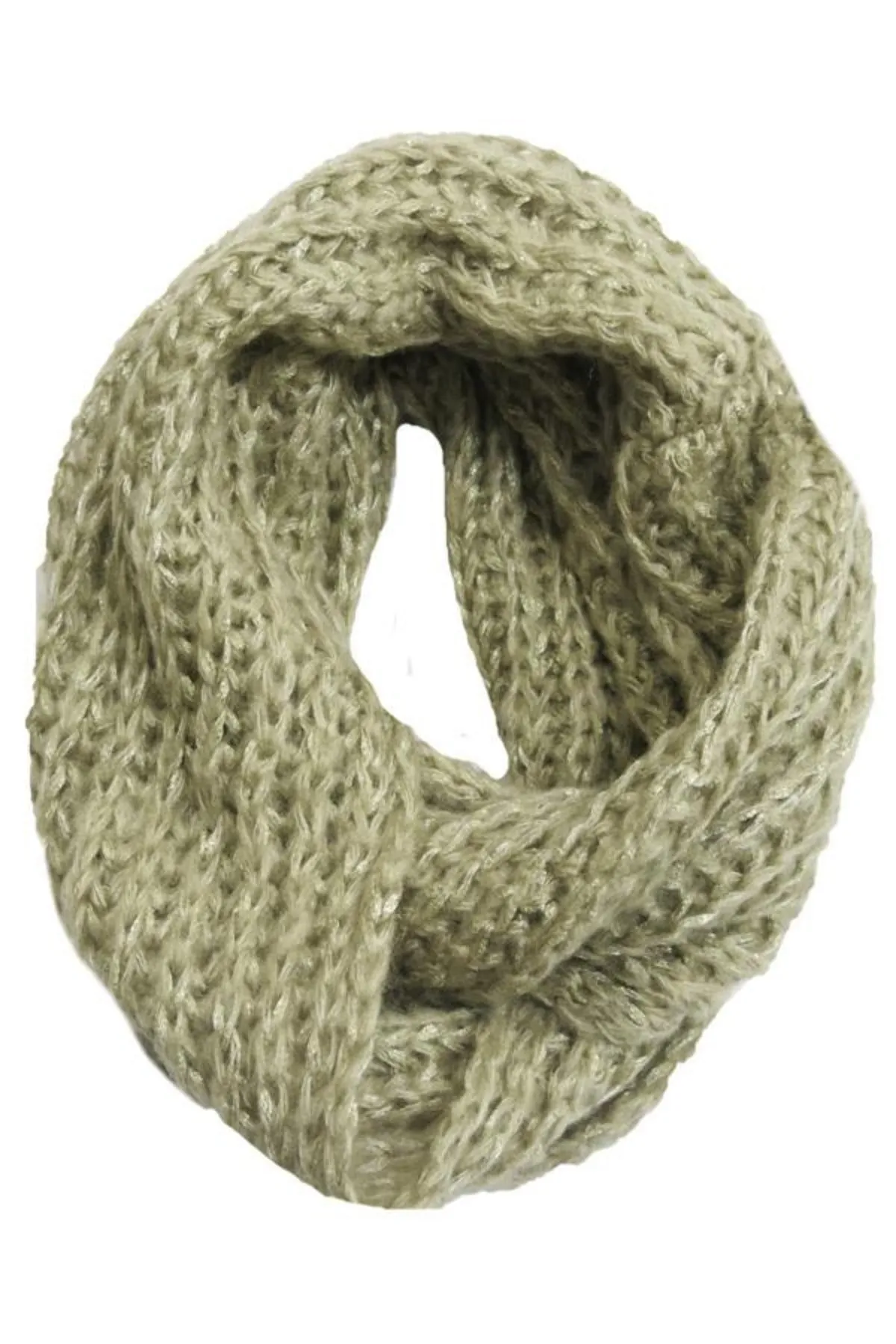 Shimmer Knit Infinity Scarf with Metallic Yarn