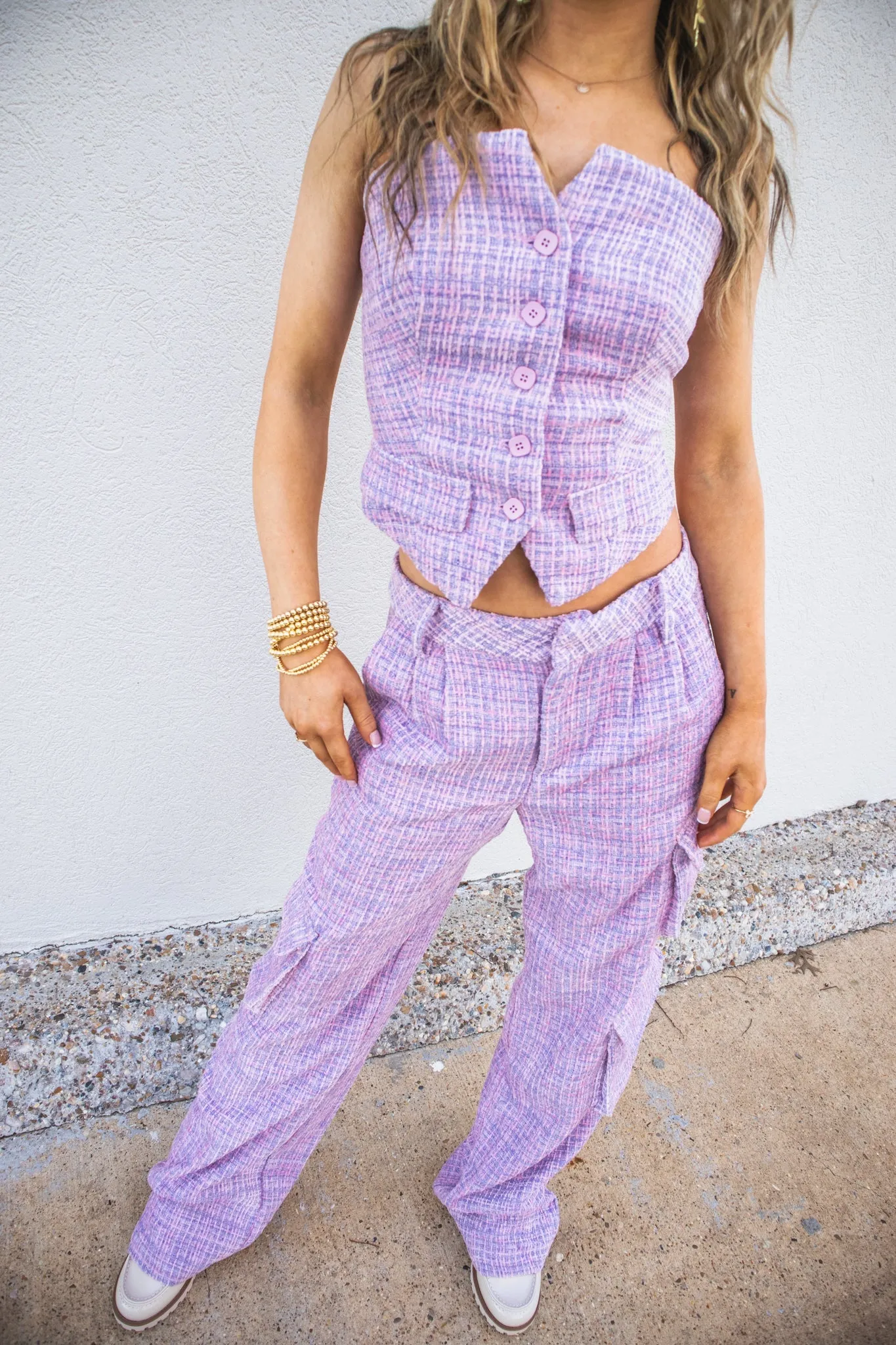 Trend Starter Tweed Cargo Pants