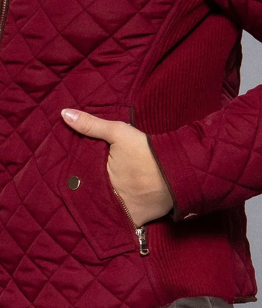 Winter Wonderland Quilted Jacket in Dk Wine