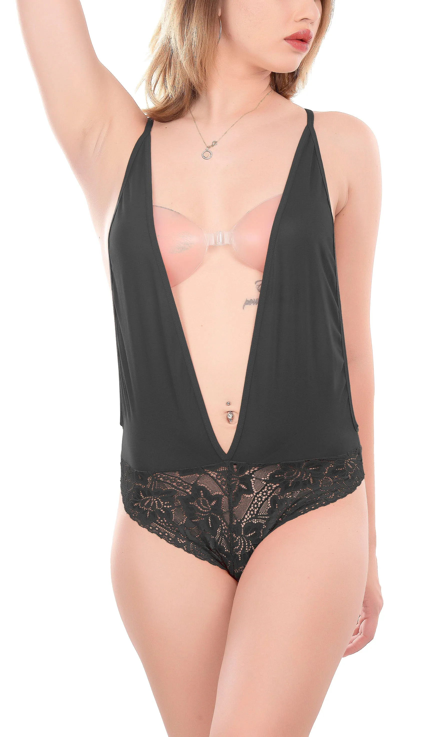 Xs and Os Women's Backless Lace Babydoll Lingerie Set